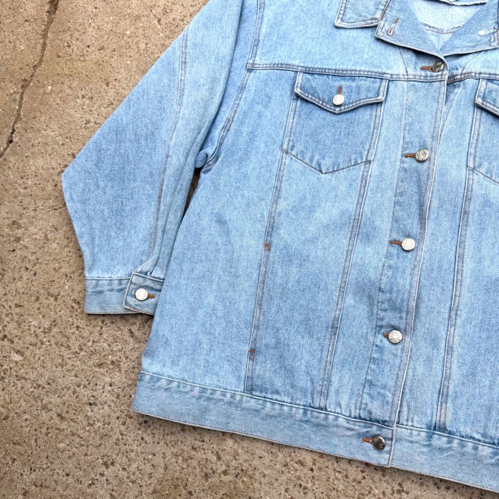 Vintage Jack Set Light Wash Denim Jacket USA Minimalist 90s Oversized Jacket - Picture 5 of 5